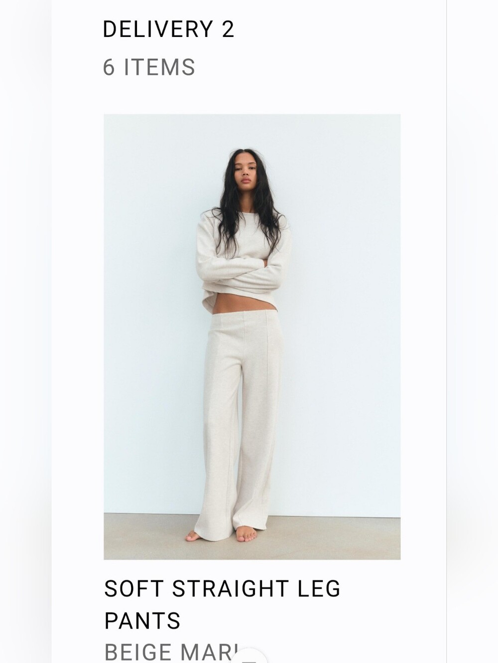 ZARA Lounge Set Soft Straight Leg Pants And Sweatshirt LARGE